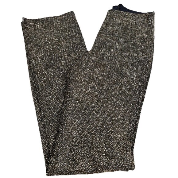 VTG Just In Time USA Made Small (25x30) Gold Black Sparkle Nylon/Poly Pants EUC - Picture 1 of 14